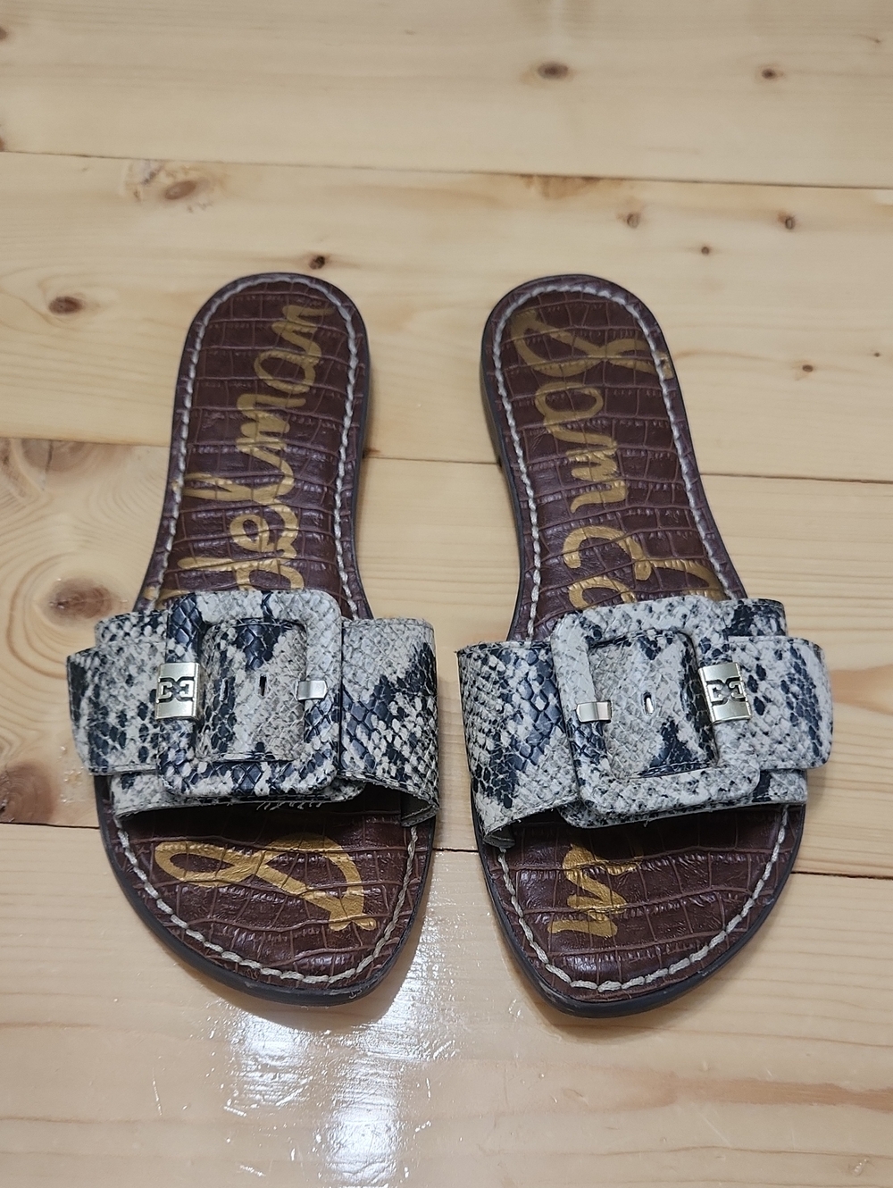 Sam Edelman Granada Snake Print Buckle Slide Sandals Size 8 - Picture 10 of 14
